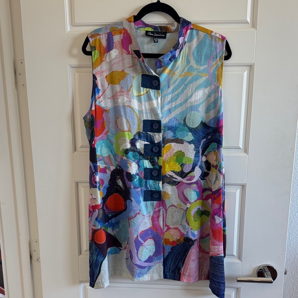 Claire Desjardins Colorful Abstract Sleeveless Blouse